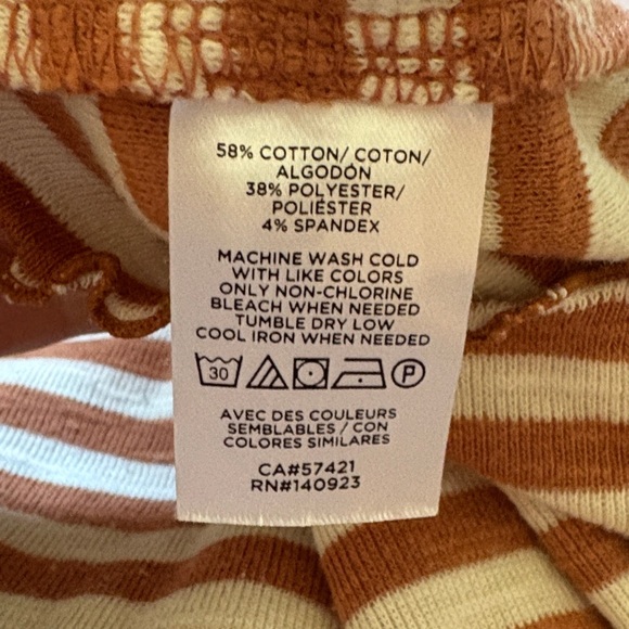 LOFT Brown and Cream Striped Knit Top with Lettuce Edge - Picture 11 of 11